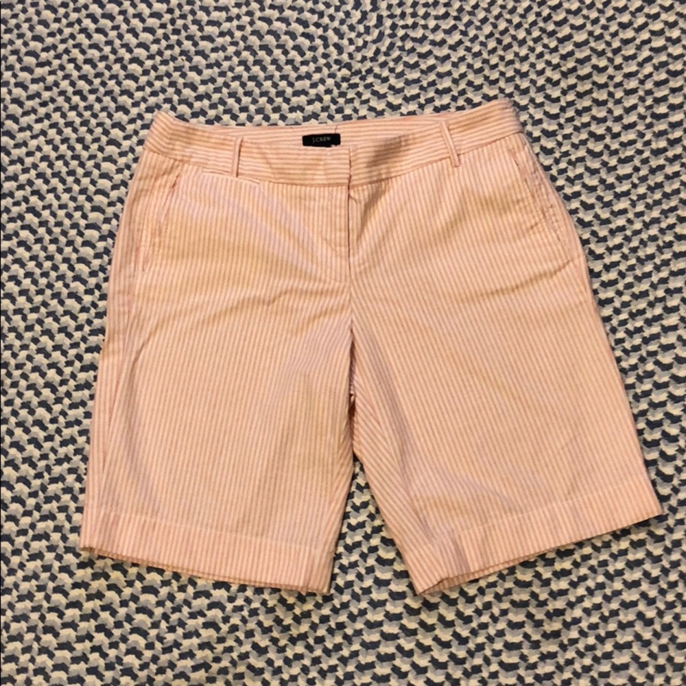 JCrew pink stripe Bermuda shorts